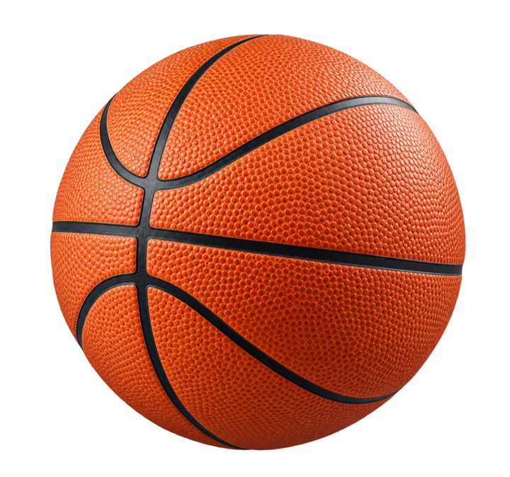 A basketball illustrating an evenly curved surface